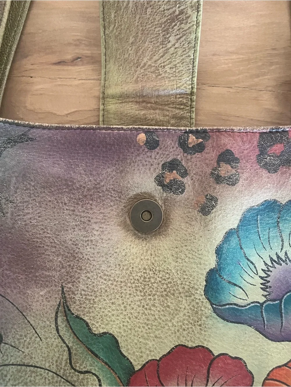 Anuschka Hand-Painted Authentic Leather Bag Tiger Stripes + Leopard Spots Y2K